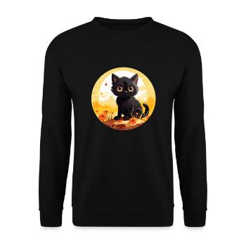 Mignon petit chat noir en vacances d’été - Sweat-shirt Unisexe - noir - Devant - Alina (178cm) & Michal (187cm)