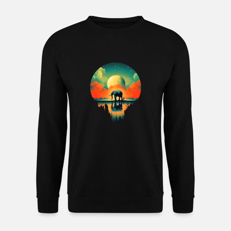 Elefant zieht umher - Unisex Pullover - Schwarz