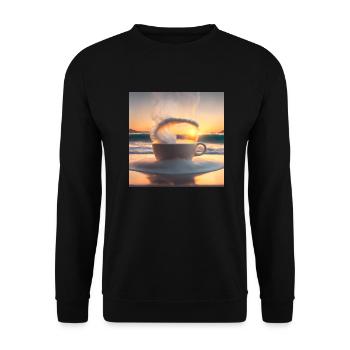 Tolle Tasse Kaffee, ungewöhnliches Design - Unisex Pullover - Schwarz - Vorne - Alina (178cm) & Michal (187cm)