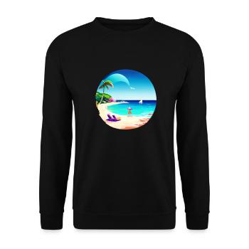 Vacances d’été Palmier Sun Beach Palm Island - Sweat-shirt Unisexe - noir - Devant - Alina (178cm) & Michal (187cm)
