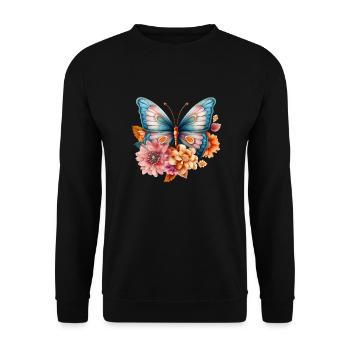 beautiful, imaginatively drawn butterfly - Unisex Sweatshirt - black - Front - Alina (178cm) & Michal (187cm)