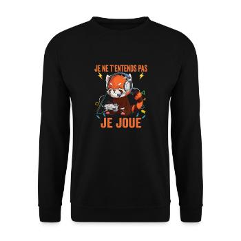 Je joue je n'entends pas Gaming gamer cadeaux - Sweat-shirt Unisexe - noir - Devant - Alina (178cm) & Michal (187cm)