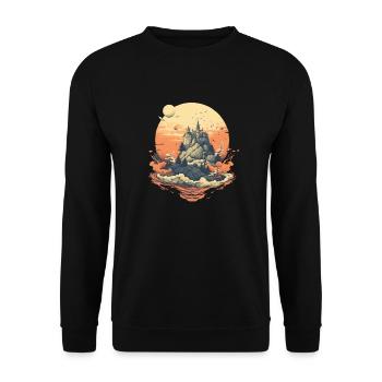 Château mystérieux au sommet d’une montagne - Sweat-shirt Unisexe - noir - Devant - Alina (178cm) & Michal (187cm)