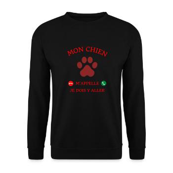 Mon chien m'appelle je dois y aller cadeau humour - Sweat-shirt Unisexe - noir - Devant - Alina (178cm) & Michal (187cm)