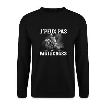 J'peux Pas J'Ai Motocross Humour Motard Moto Cross - Sweat-shirt Unisexe - noir - Devant - Alina (178cm) & Michal (187cm)