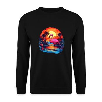 Flamant rose au coucher du soleil - Sweat-shirt Unisexe - noir - Devant - Alina (178cm) & Michal (187cm)