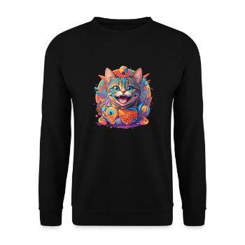 Happy laughing cat - Unisex Sweatshirt - black - Front - Alina (178cm) & Michal (187cm)