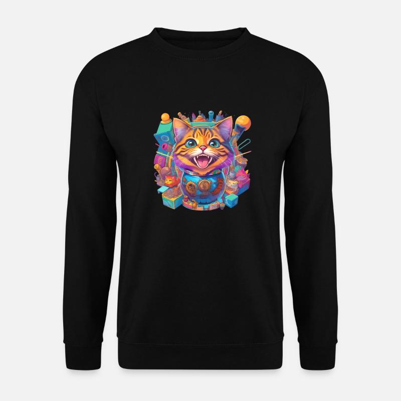 verrückte, lachende Katze - Unisex Pullover - Schwarz