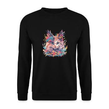 mikakujumi flower kitten - Unisex Pullover - Schwarz - Vorne - Alina (178cm) & Michal (187cm)