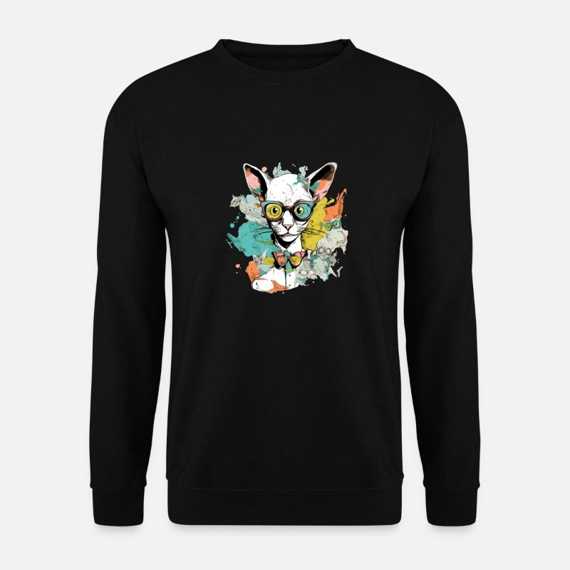 Ikolo, die Katze mit der Brille - Unisex Pullover - Schwarz