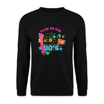 90er Jahre Niedlich 80er Jahre Retro Vintage Lustig Cool Nostalgie - Unisex Pullover - Schwarz - Vorne - Alina (178cm) & Michal (187cm)