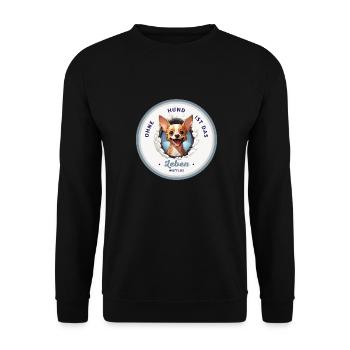 Ohne Hund ist das Leben wufflos - Unisex Pullover - Schwarz - Vorne - Alina (178cm) & Michal (187cm)