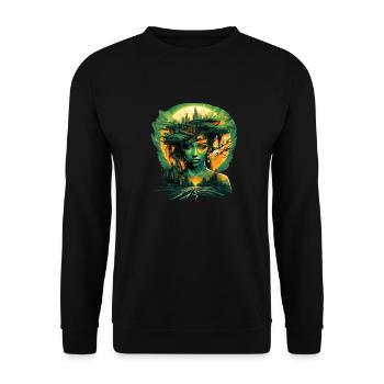Dryade dans la jungle urbaine - Sweat-shirt Unisexe - noir - Devant - Alina (178cm) & Michal (187cm)