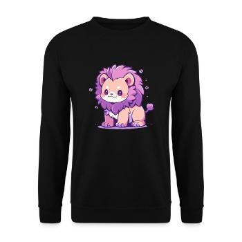 Cute Chibi Lion Cute Cartoon Design - Unisex Sweatshirt - black - Front - Alina (178cm) & Michal (187cm)