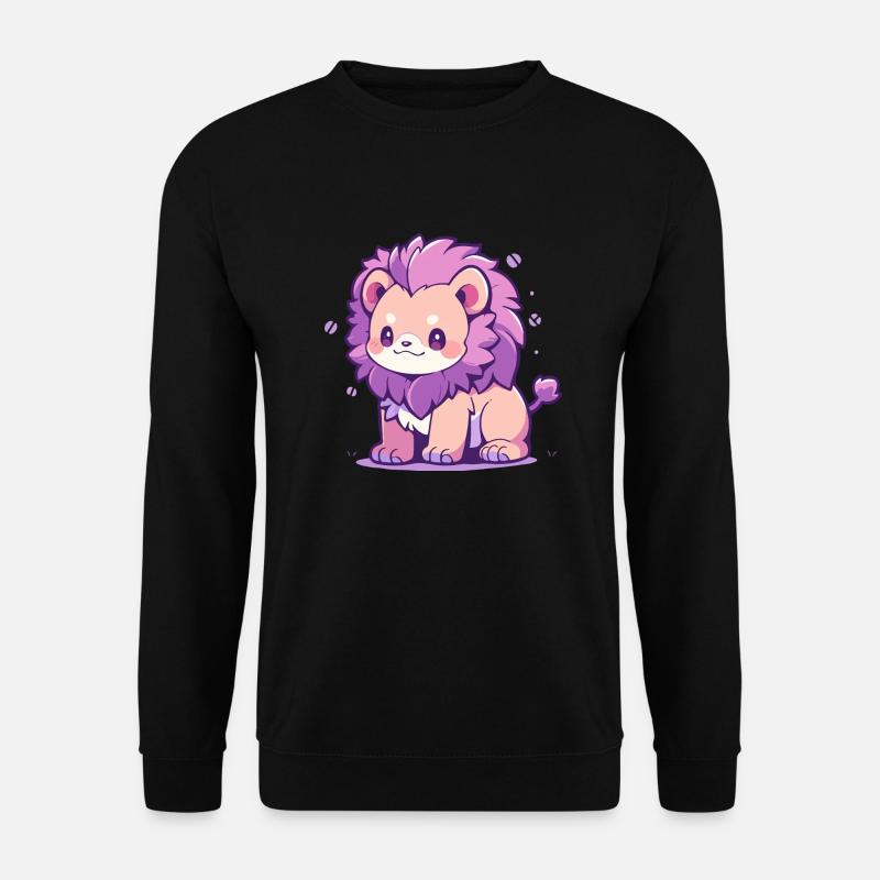 Niedlicher Chibi Löwe Süßes Cartoon-Design - Unisex Pullover - Schwarz