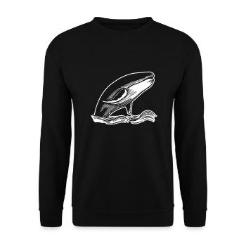 Whale Sea Fish - Unisex Sweatshirt - black - Front - Alina (178cm) & Michal (187cm)