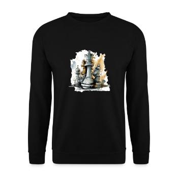 König in die Enge getrieben - Unisex Pullover - Schwarz - Vorne - Alina (178cm) & Michal (187cm)