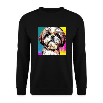 Shih Tzu Pop Art - Sweat-shirt Unisexe - noir - Devant - Alina (178cm) & Michal (187cm)
