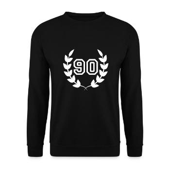 Geschenkidee zum 90. Geburtstag 90 Jahre - Unisex Pullover - Schwarz - Vorne - Alina (178cm) & Michal (187cm)