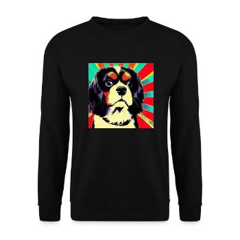 Cavalier King Charles Spaniel Pop Art - Unisex Pullover - Schwarz - Vorne - Alina (178cm) & Michal (187cm)