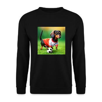 Teckel jouant au football - Sweat-shirt Unisexe - noir - Devant - Alina (178cm) & Michal (187cm)