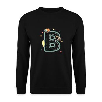 Buchstabe b Fahrzeug - personalisiertes Kindergeschenk - Unisex Pullover - Schwarz - Vorne - Alina (178cm) & Michal (187cm)