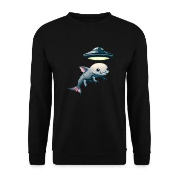 UFO Abduction: Alien and Axolotl - Unisex Sweatshirt - black - Front - Alina (178cm) & Michal (187cm)