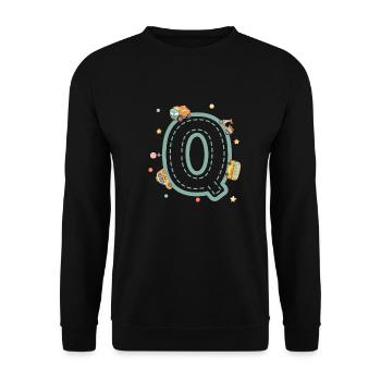 Buchstabe q Fahrzeug - personalisiertes Kindergeschenk - Unisex Pullover - Schwarz - Vorne - Alina (178cm) & Michal (187cm)
