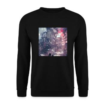 Tokyo City Art - Unisex Pullover - Schwarz - Vorne - Alina (178cm) & Michal (187cm)