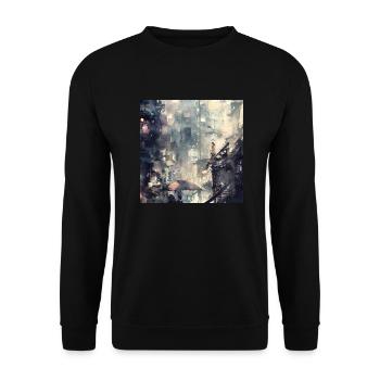 Tokyo City Art 2 - Unisex Pullover - Schwarz - Vorne - Alina (178cm) & Michal (187cm)
