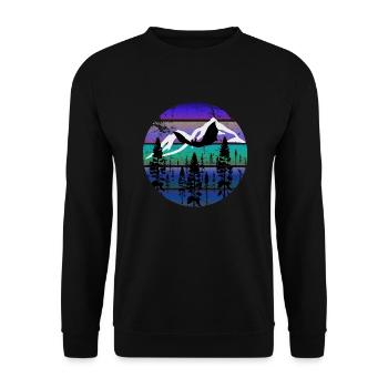 Fledermaus in kühler Abendstimmung - Unisex Pullover - Schwarz - Vorne - Alina (178cm) & Michal (187cm)