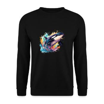 der bunte Orca-Wahl - Unisex Pullover - Schwarz - Vorne - Alina (178cm) & Michal (187cm)
