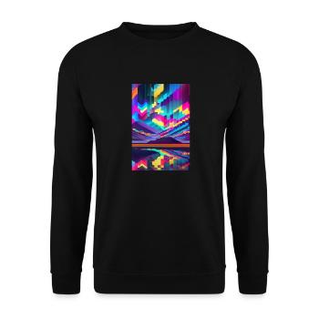 psychedelic glitch of pixels - Sweat-shirt Unisexe - noir - Devant - Alina (178cm) & Michal (187cm)