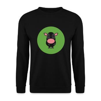 Kuh - Unisex Pullover - Schwarz - Vorne - Alina (178cm) & Michal (187cm)