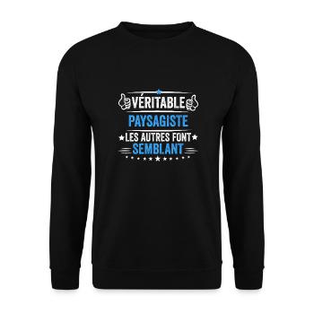 T-shirt Paysagiste idée cadeau Paysagiste - Sweat-shirt Unisexe - noir - Devant - Alina (178cm) & Michal (187cm)