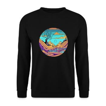 Psychedelic Valley Sunrise - Unisex Sweatshirt - black - Front - Alina (178cm) & Michal (187cm)