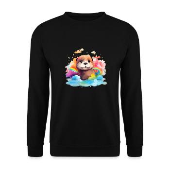 Loutre mignonne - Sweat-shirt Unisexe - noir - Devant - Alina (178cm) & Michal (187cm)