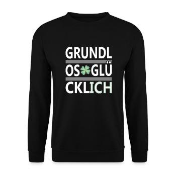 Grundlos Glücklich Ich zu sein - 4er Kleeblatt - Unisex Pullover - Schwarz - Vorne - Alina (178cm) & Michal (187cm)