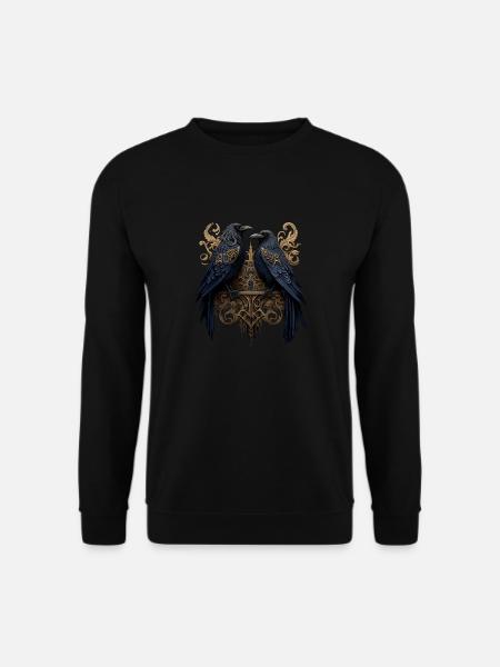 Hugin und Munin, die Raben von Odin - Unisex Pullover - Schwarz
