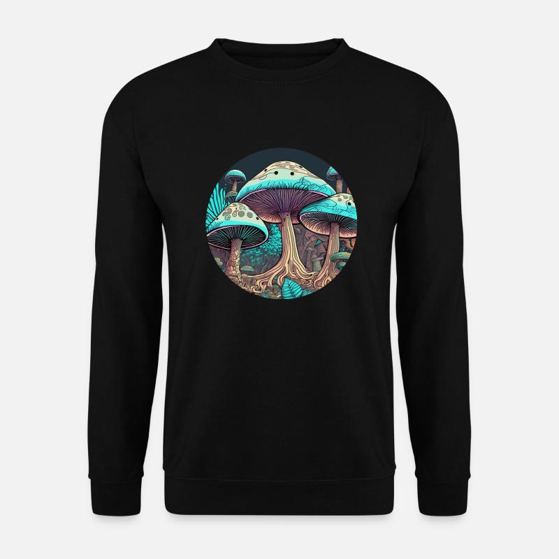 Psychedelischer Pilz-Dschungel - Unisex Pullover - Schwarz