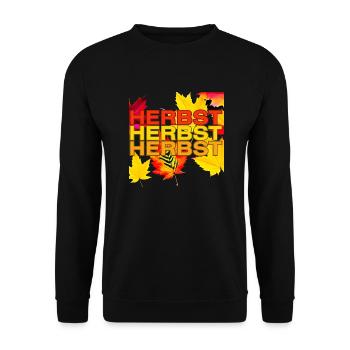 Blättertanz im Herbst mit lebendigen Farbtönen - Unisex Pullover - Schwarz - Vorne - Alina (178cm) & Michal (187cm)