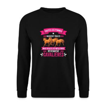 cavalière / Les Meilleures Deviennent Cavalières - Sweat-shirt Unisexe - noir - Devant - Alina (178cm) & Michal (187cm)