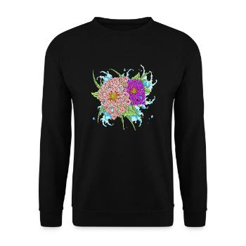 chrysanthème 4 - Sweat-shirt Unisexe - noir - Devant - Alina (178cm) & Michal (187cm)