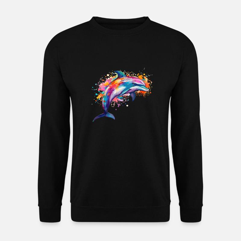 der bunte Delfin - Unisex Pullover - Schwarz