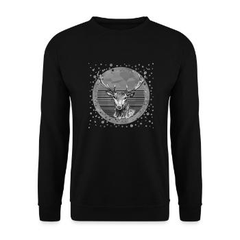 Hirsch - Unisex Pullover - Schwarz - Vorne - Alina (178cm) & Michal (187cm)