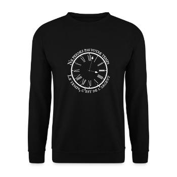 Le temps c'est de l'argent - Sweat-shirt Unisexe - noir - Devant - Alina (178cm) & Michal (187cm)
