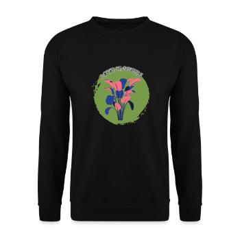 Flowers Blumen Liebe Naturverbunden - Unisex Pullover - Schwarz - Vorne - Alina (178cm) & Michal (187cm)