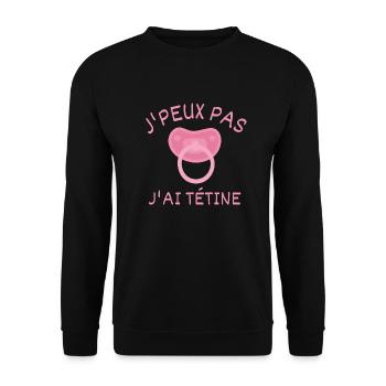 J'peux pas j'ai tétine - Sweat-shirt Unisexe - noir - Devant - Alina (178cm) & Michal (187cm)