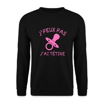 J'peux pas j'ai tétine - Sweat-shirt Unisexe - noir - Devant - Alina (178cm) & Michal (187cm)