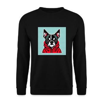 Boston Terrier in a Red Hoodie - Unisex Sweatshirt - black - Front - Alina (178cm) & Michal (187cm)